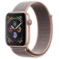 Smartwatch Apple Watch 4, 40mm, LTPO OLED Retina Display, GPS, Bluetooth, Wi-Fi, Bratara Sport Loop Roz, Carcasa aluminiu, Rezistent la apa si praf (Gold)