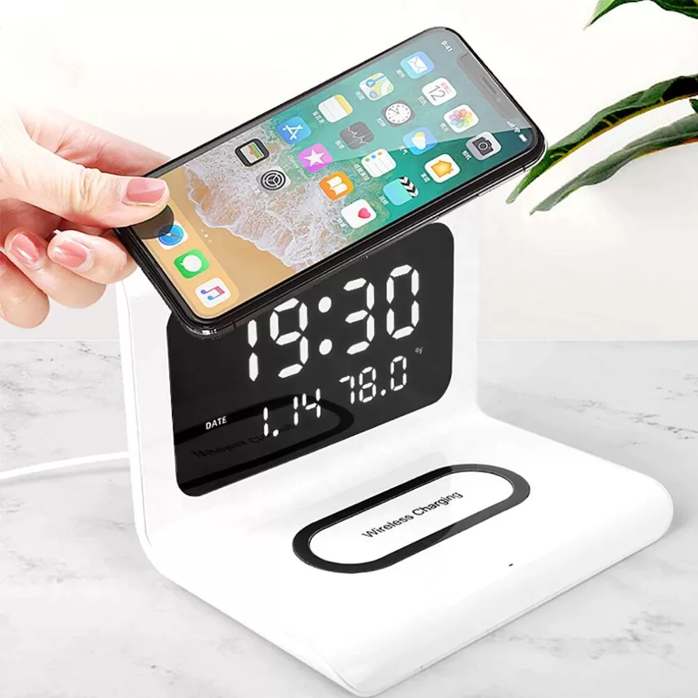 Incarcator wireless cu ceas si alarma Practic Gadget