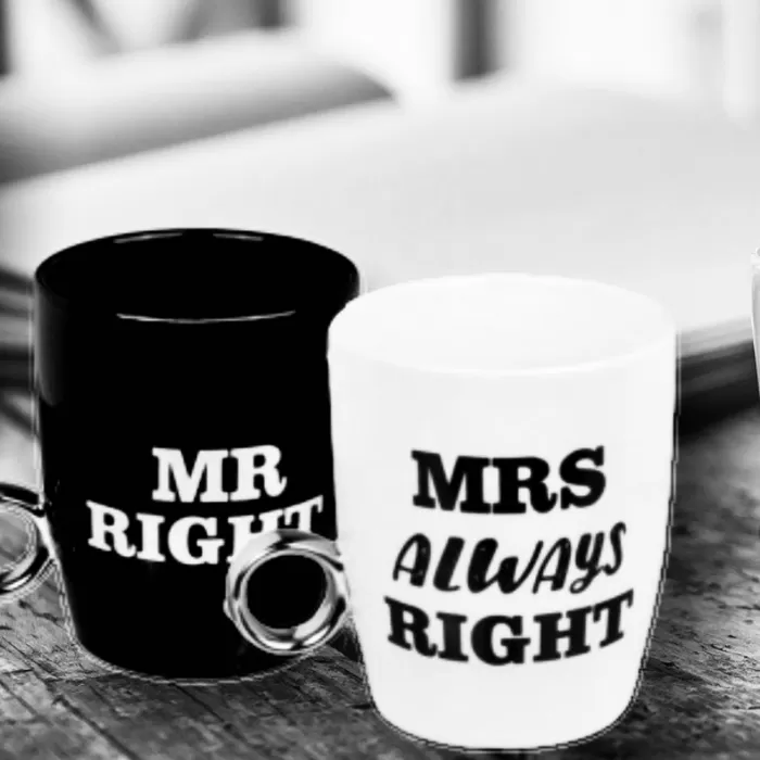 Set cani cu inel Mr Right and Mrs Always Right