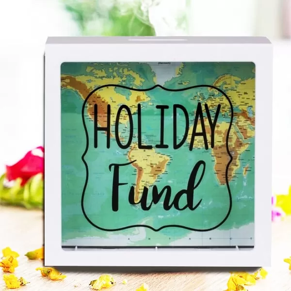Pusculita Holiday Fund cu harta lumii